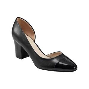 NEW Bandolino Laynier Almond Toe Side D'Orsay Block Heel Preppy Pumps Black 9.5M